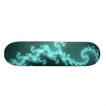 Neon Blue Hypnotic Fractal  Swirls Skate Deck