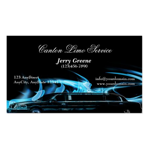 Neon Blue Limosine Business Card