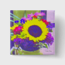 Neon Bouquet Square Button buttons