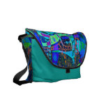 Neon Bright Circles &amp; Swirls in Blues &amp; Greens Courier Bags