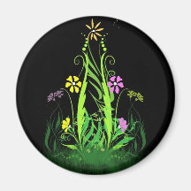 Neon Butterflies and Daisies Fridge Magnets