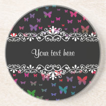 Neon Butterflies Beverage Coasters