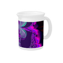 Neon Butterflies Fractal Beverage Pitchers