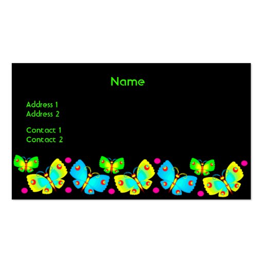 Neon Butterflies Profile Card Business Card