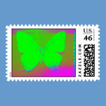 Neon Butterfly Postage Stamp