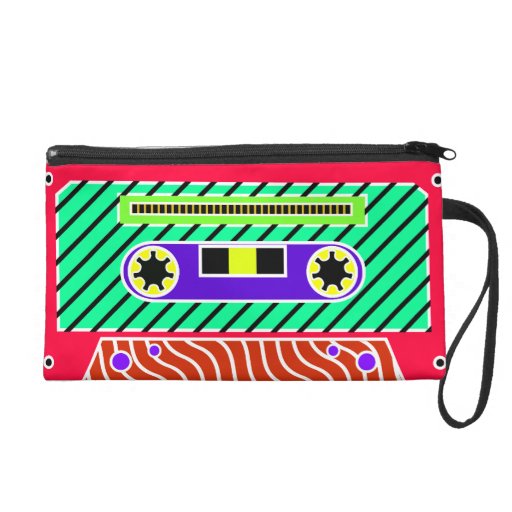 Neon Cassette Tape 2 Wristlet Clutch