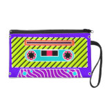 Neon Cassette Tape Wristlet Clutches
