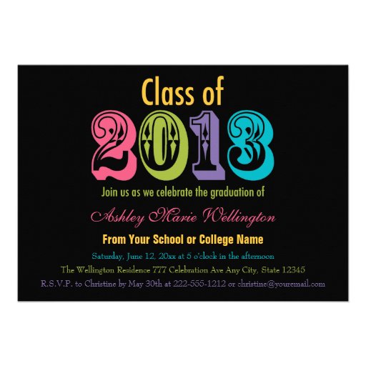 Neon Class of 2013 Graduation Party Invitations