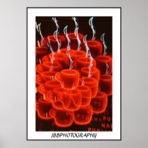 neon coffee cup madness poster