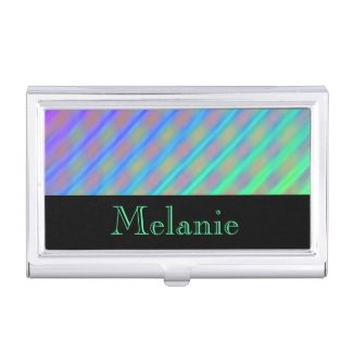Neon Colors Diagonal Stripes Personalized Business Card Holders