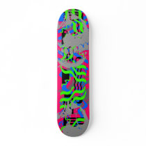 Neon Confetti Skull Skateboard
