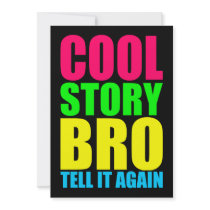 Neon Cool Story Bro Personalized Invitation