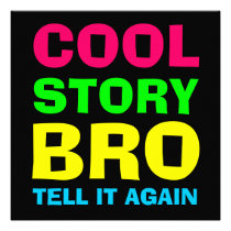 Neon Cool Story Bro invitations
