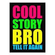 Neon Cool Story Bro invitations