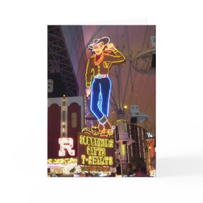 Neon Cowboy Sign  Las Vegas Greeting Card by mmrogers