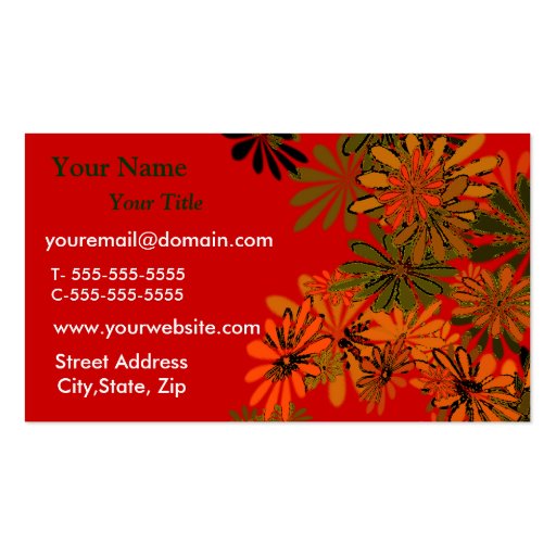 Neon Daisies Business Card Template (back side)