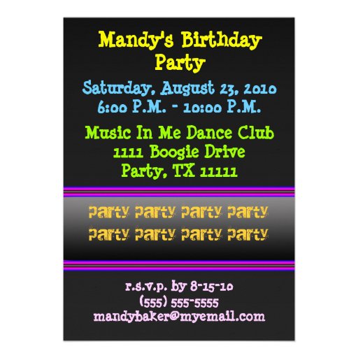 Neon Dance - Let's Dance Invitations