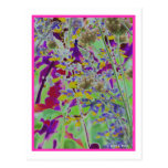 Neon digitized flower floral design background post card