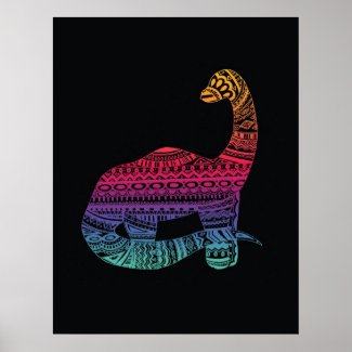 Neon Dino Poster 1
