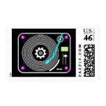 Neon DJ turntable postage