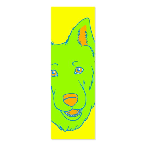 Neon Dog Bookmark Business Card Template (front side)