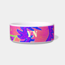Neon Fantasy monogram pet bowls