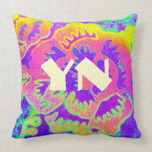 Neon Fantasy monogram Throw Pillow