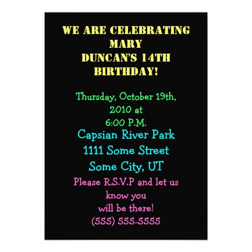 Neon Fireworks Party Invitation