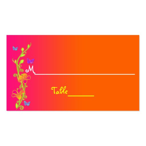 Neon Floral, Butterflies Place Card & Favor Tag Business Card (front side)