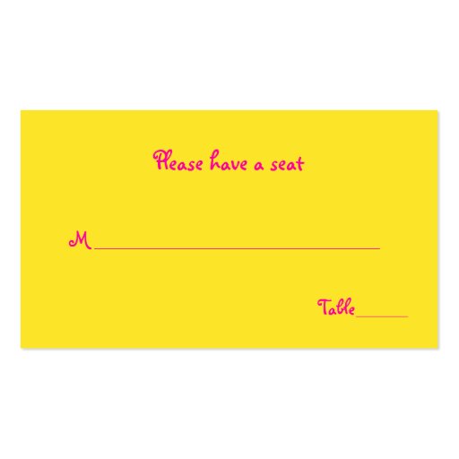 Neon Floral Wedding Place or Escort Cards Business Cards (front side)
