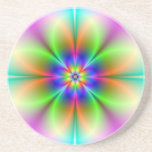 Neon Flower Fractal Coaster