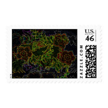 Neon Flower Postage Stamp