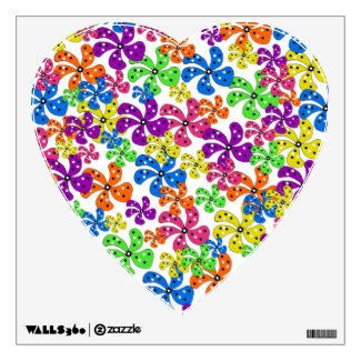 Neon Flowers Heart Wall Skin