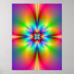 Neon Fractal Flower Poster