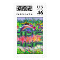 Neon Garden postage by dndartstudio Neon Garden postage