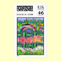 Neon Garden postage by dndartstudio Neon Garden postage
