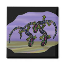 Neon Gecko Desert Cloud magnets by Coconutzoo Neon Gecko Desert Cloud magnets