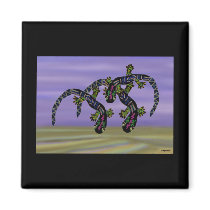 Neon Gecko Desert Dance magnets by Coconutzoo Neon Gecko Desert Dance magnets