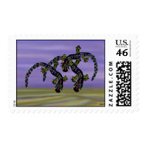 Neon Gecko Desert Dance postage by Coconutzoo Neon Gecko Desert Dance postage