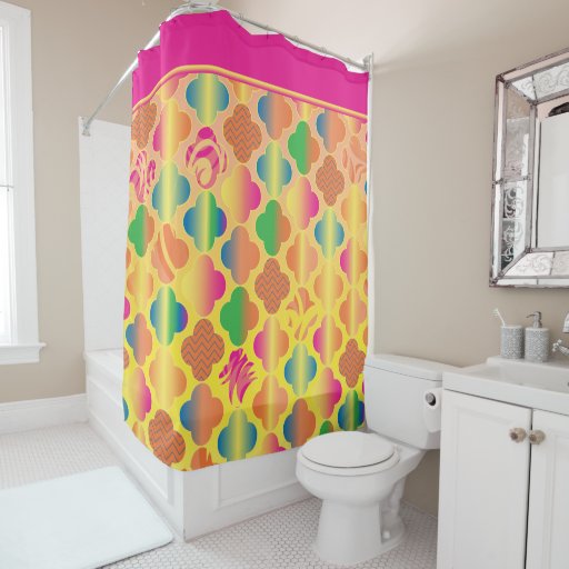 Neon Girly Funky Fun Patterns Shower Curtain Zazzle