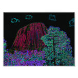 Neon Glow: Devils Tower with Glowing Edges Photo