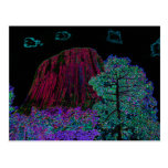 Neon Glow: Devils Tower with Glowing Edges Postcard
