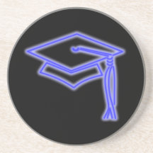 Neon Grad Cap Blue Drink Coaster