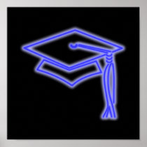 Neon Grad Cap Blue Posters