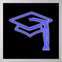 Neon Grad Cap Blue Posters