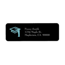 Neon Grad Cap Light Blue Return Address Labels