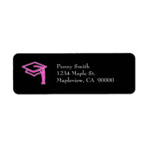 Neon Grad Cap Pink Address Label