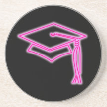 Neon Grad Cap Pink Coaster