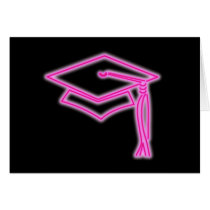 Neon Grad Cap Pink Greeting Card- With Greeting cards