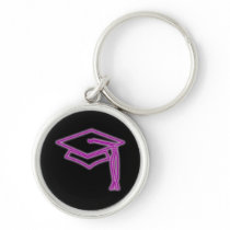 Neon Grad Cap Purple Keychain